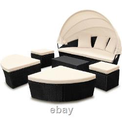 Poly Rattan Garden Furniture Set Patio Day Bed Sun Canopy Sofa Lounge