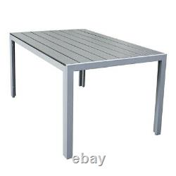 Polywood Outdoor Dining Table Durable Garden Furniture Aluminium Frame in Grey