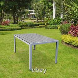 Polywood Outdoor Dining Table Durable Garden Furniture Aluminium Frame in Grey