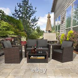 Qulity 4 Pieces Rattan Garden Furniture Set Outdoor Patio Sofa Chair Table Combo