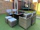 Rattan Garden Furniture Cube Set 4x Chairs, 4x Stools & Table Outdoor Patio