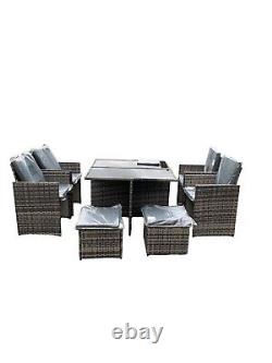 RATTAN GARDEN FURNITURE CUBE SET CHAIRS TABLE OUTDOOR PATIO RATTAN Mixed Grey