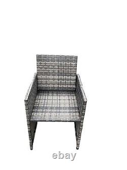 RATTAN GARDEN FURNITURE CUBE SET CHAIRS TABLE OUTDOOR PATIO RATTAN Mixed Grey