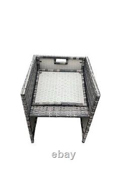 RATTAN GARDEN FURNITURE CUBE SET CHAIRS TABLE OUTDOOR PATIO RATTAN Mixed Grey