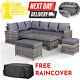 Rattan Outdoor Garden & Patio Furniture Set 10 Seat (cornor Sofa, Bench & Table)