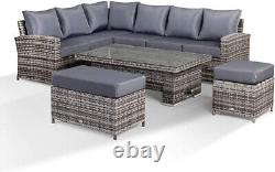 RATTAN Outdoor Garden & Patio Furniture Set 10 Seat (Cornor Sofa, Bench & Table)