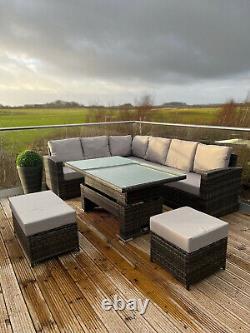 RATTAN Outdoor Garden & Patio Furniture Set 10 Seat (Cornor Sofa, Bench & Table)