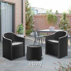 Rattan 2 Seater Balcony Set Bistro Patio Sunchair Table Outdoor Garden Furniture