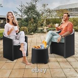 Rattan 2 Seater Balcony Set Bistro Patio Sunchair Table Outdoor Garden Furniture