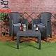 Rattan 3pc Outdoor Garden Furniture Set Table 2 Chair Cushions Patio Black New