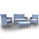 Rattan 4 Piece Garden Lounge Furniture Set Sofa Chairs & Table Outdoor Patio