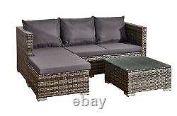 Rattan 4-Seater Corner Furniture Sofa Garden Set L-Shape Indoor/Outdoor Patio