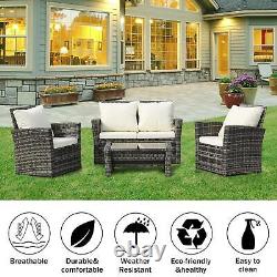 Rattan 4 Seater Lounge Sofa Chair Patio Outdoor Garden Furniture withCushions Grey