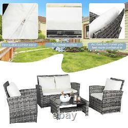 Rattan 4 Seater Lounge Sofa Chair Patio Outdoor Garden Furniture withCushions Grey