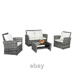 Rattan 4 Seater Lounge Sofa Chair Patio Outdoor Garden Furniture withCushions Grey