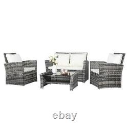 Rattan 4 Seater Lounge Sofa Chair Patio Outdoor Garden Furniture withCushions Grey