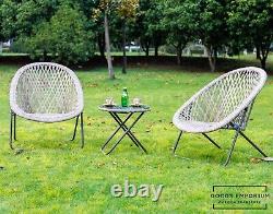 Rattan Bistro Folding Garden Furniture Set Patio Chairs with Table 2 Seater