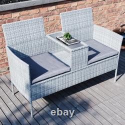 Rattan Bistro Set 2 Seater Love Seat Chair Table Outdoor Garden Patio Furniture