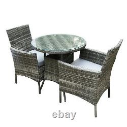 Rattan Bistro Set 3pcs Garden Furniture Set Coffee Table Patio Outdoor Grey