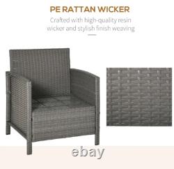 Rattan Bistro Set Garden Patio Furniture 2 Chairs Cushions Wicker Coffee Table