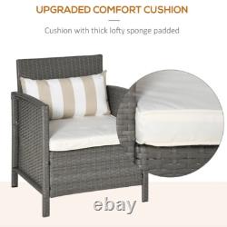 Rattan Bistro Set Garden Patio Furniture 2 Chairs Cushions Wicker Coffee Table