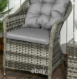 Rattan Bistro Set Garden Wicker Woven Patio Furniture 2 Seat Cushion Chair Table