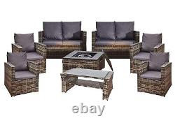 Rattan Corner Garden Patio Furniture Set 8-Piece with Fire Pit Relax, Entertain