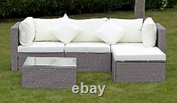 Rattan Corner Sofa Garden Furniture 4 Seater + Coffee Table Patio Chair Set