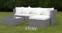 Rattan Corner Sofa Garden Furniture 4 Seater + Coffee Table Patio Chair Set