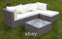 Rattan Corner Sofa Garden Furniture 4 Seater + Coffee Table Patio Chair Set