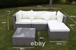 Rattan Corner Sofa Garden Furniture 4 Seater + Coffee Table Patio Chair Set