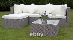 Rattan Corner Sofa Garden Furniture 4 Seater + Coffee Table Patio Chair Set