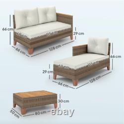 Rattan Corner Sofa Set Garden Patio Furniture 4 Seater Conservatory Wooden Table