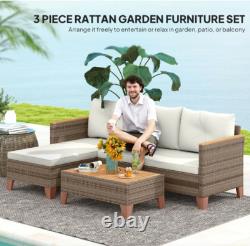 Rattan Corner Sofa Set Garden Patio Furniture 4 Seater Conservatory Wooden Table