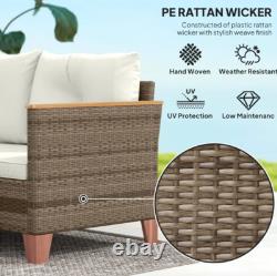 Rattan Corner Sofa Set Garden Patio Furniture 4 Seater Conservatory Wooden Table
