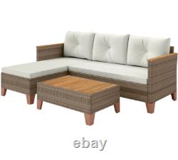 Rattan Corner Sofa Set Garden Patio Furniture 4 Seater Conservatory Wooden Table