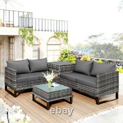 Rattan Corner Sofa Set Outdoor Garden Furniture Patio L-shaped With Coffee Table