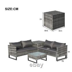 Rattan Corner Sofa Set Outdoor Garden Furniture Patio L-shaped With Coffee Table