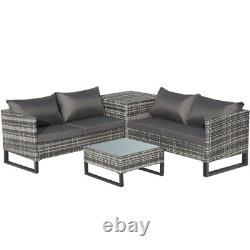 Rattan Corner Sofa Set Outdoor Garden Furniture Patio L-shaped With Coffee Table