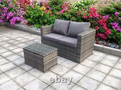 Rattan Corner Wicker Garden Outdoor Table And Chairs Furniture Patio Set Grey