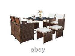 Rattan Cube Garden Furniture Set Rattan Table Chairs Outdoor Patio Black Wicker