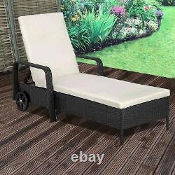 Rattan Day Bed Garden Furniture Outdoor Patio Reclining Sun Lounger Black Brown