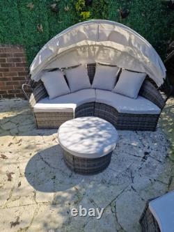 Rattan Daybed & Table Garden Furniture Outdoor Patio Lounger Bed Sofa Canopy Set
