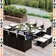 Rattan Dining Garden Furniture 11 Piece Patio Set With Cushion Black White