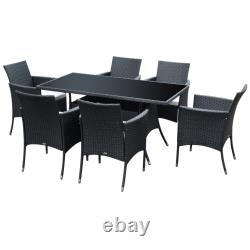 Rattan Dining Set 6-seater Patio Garden Furniture Rectangular Table Chairs