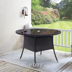 Rattan Dining Set Bistro Garden Patio Glass Table And Chairs Outdoor Furniture