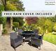 Rattan Dining Set Garden Patio Furniture 4 Seater Chairs & Round Table 5 Piece