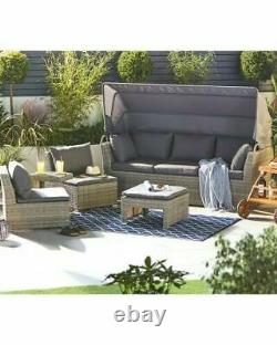 Rattan Effect Seater Garden Sofa Set With Canopy Summer Patio Furniture