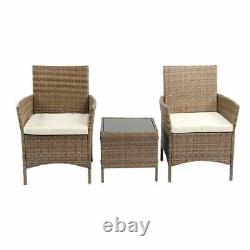Rattan Furniture 3PC Set Outdoor Garden Patio Set Two Chairs with One Coffee Tab