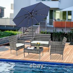 Rattan Furniture Garden Outdoor 4pcs patio Table Chairs Set With Table & Cushions